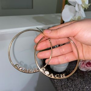 Coach signature logo large/big hoop earrings